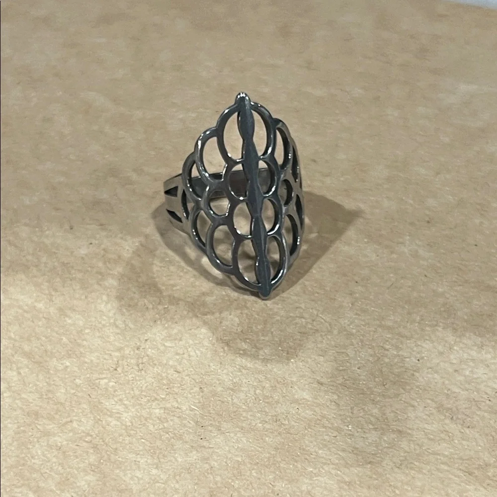 Intricate Stainless Steel Silver Filigree Ring